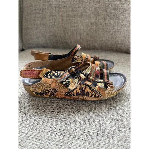 L'ARTISTE Spring Step Butterflies Leather Sandals EU 36 US 5.5-6 Eclectic Artsy - Picture 6 of 12